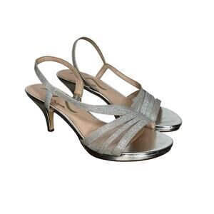 NINA Nelda YG Glitter Evening Shoes Silver Size 8